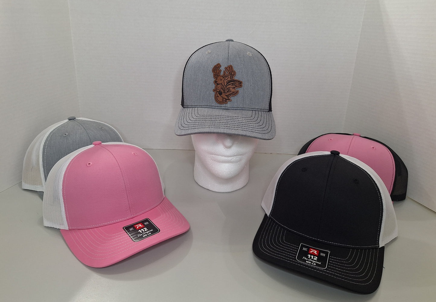 Fish, duck, deer and hook Richardson Trucker hat