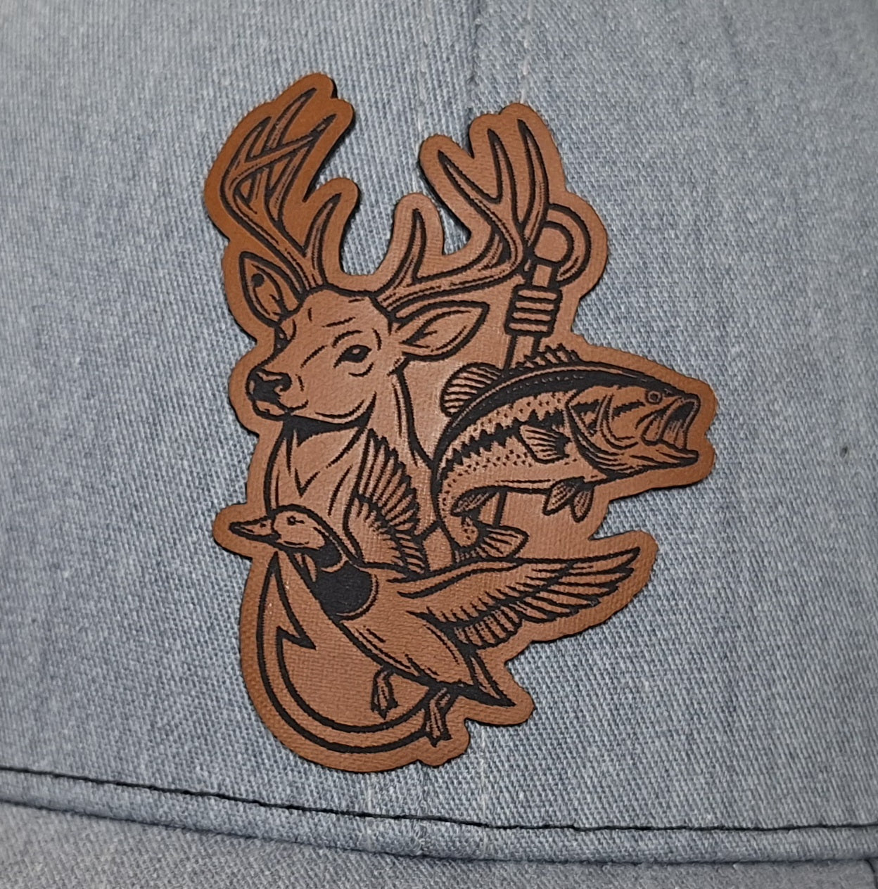 Fish, duck, deer and hook Richardson Trucker hat